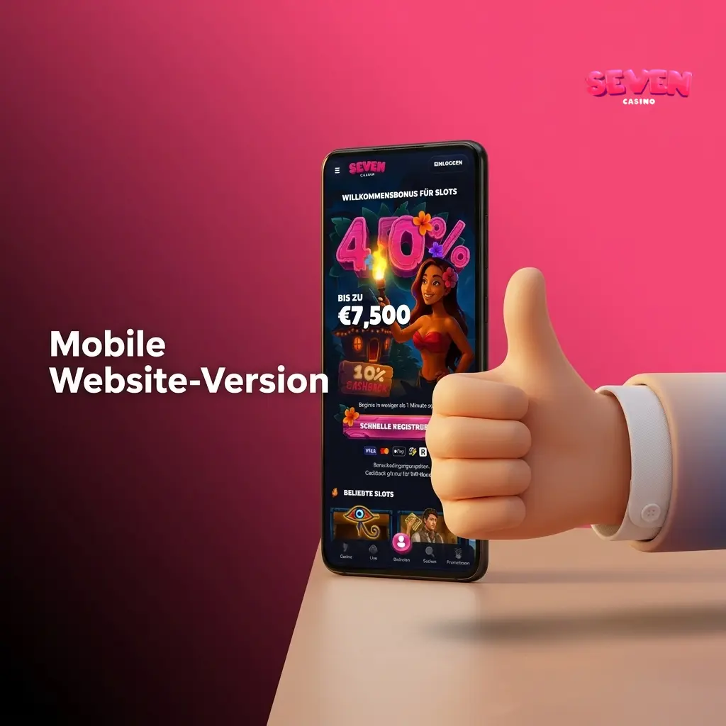 Seven Casino mobile Website auf Smartphone optimiert für Android und iOS ohne App-Installation