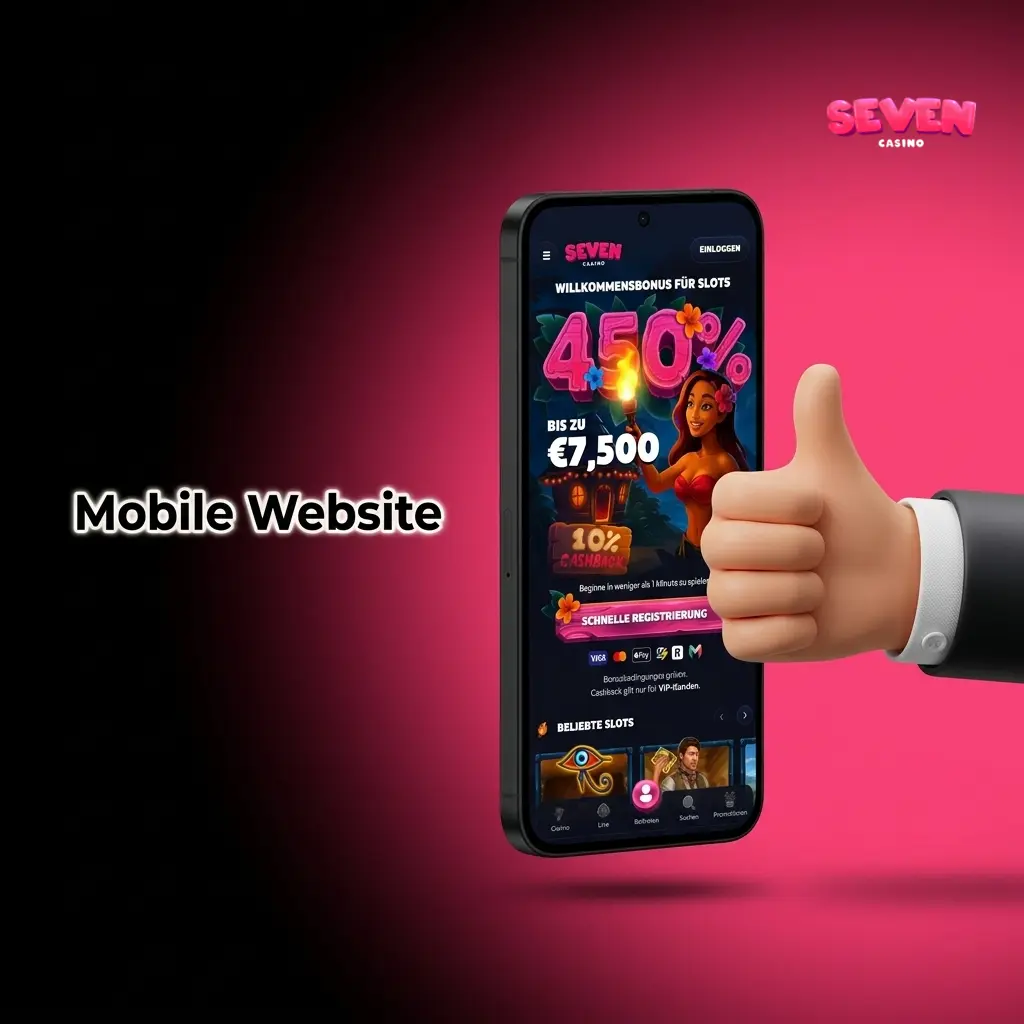 Seven Casino mobile Website auf Smartphone optimiert für deutsche Spieler mit Touch-Navigation und SSL-Verschlüsselung