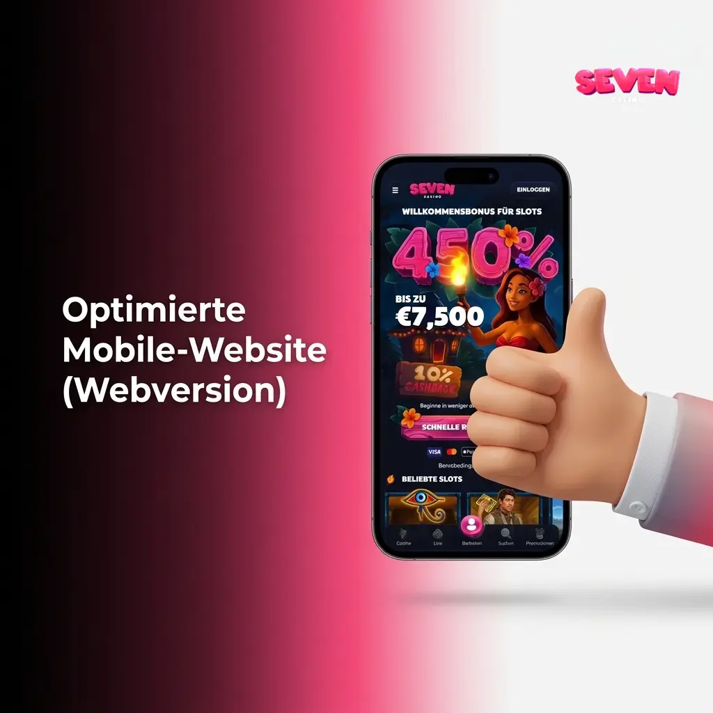 Seven Casino optimierte Mobile-Website im Browser – kein Download, voller Funktionsumfang auf Android und iOS